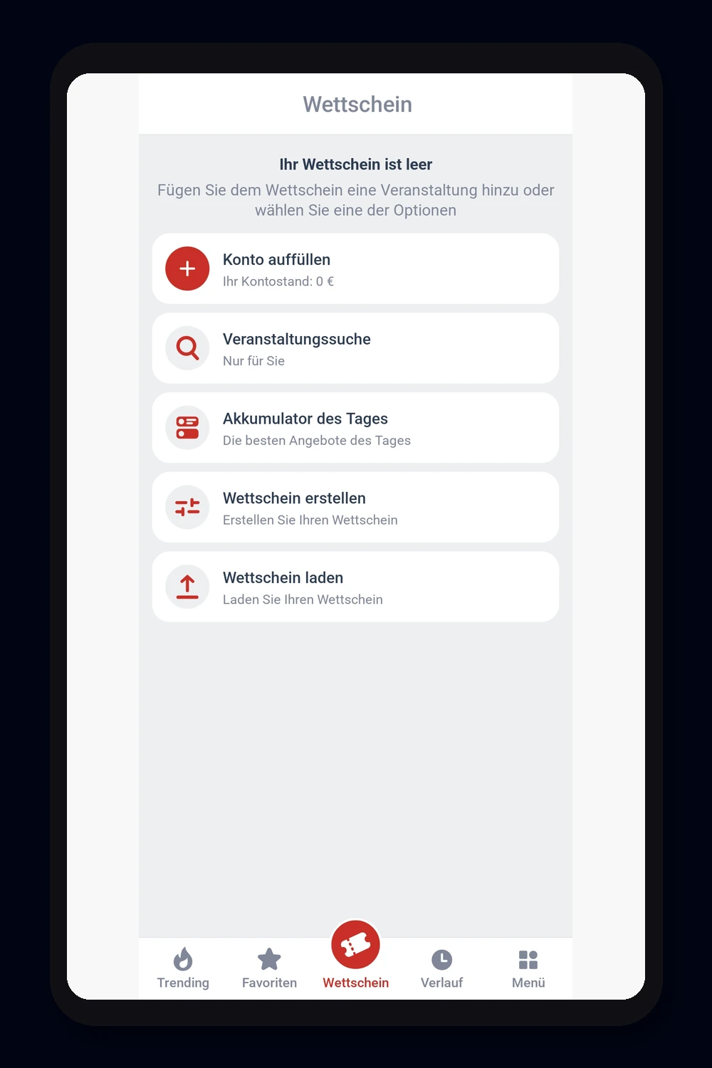 L'interfaccia del bookmaker Megapari sul dispositivo mobile